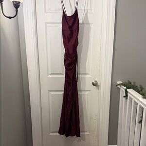 Scala Burgundy Maxi Dress with Spaghetti Straps